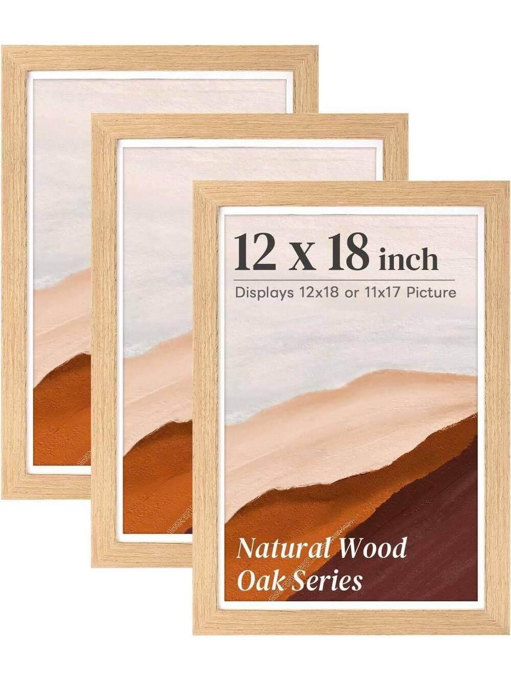 HOUSE DAY Natural Oak 12x18 Poster Frames, 3-Pack. Picture frames, home decor